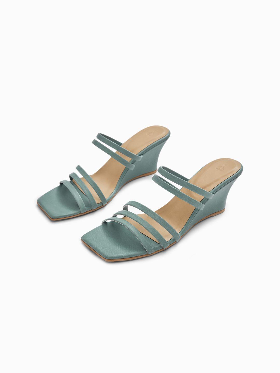 the label life women powder blue strap wedges