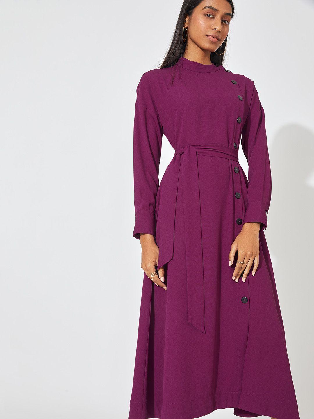 the label life women purple orchid button midi dress