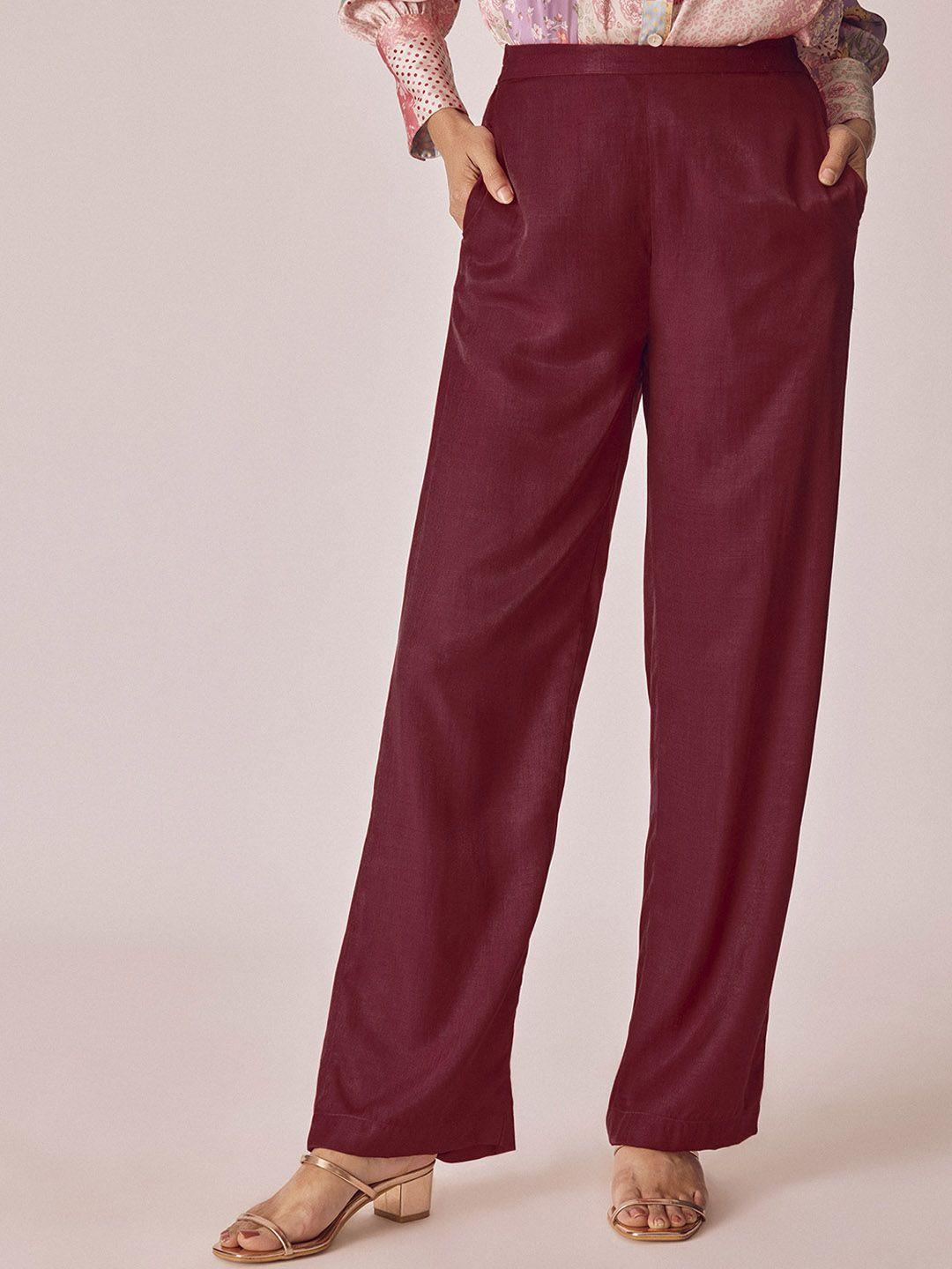 the label life women relaxed flared fit high-rise parallel trousers