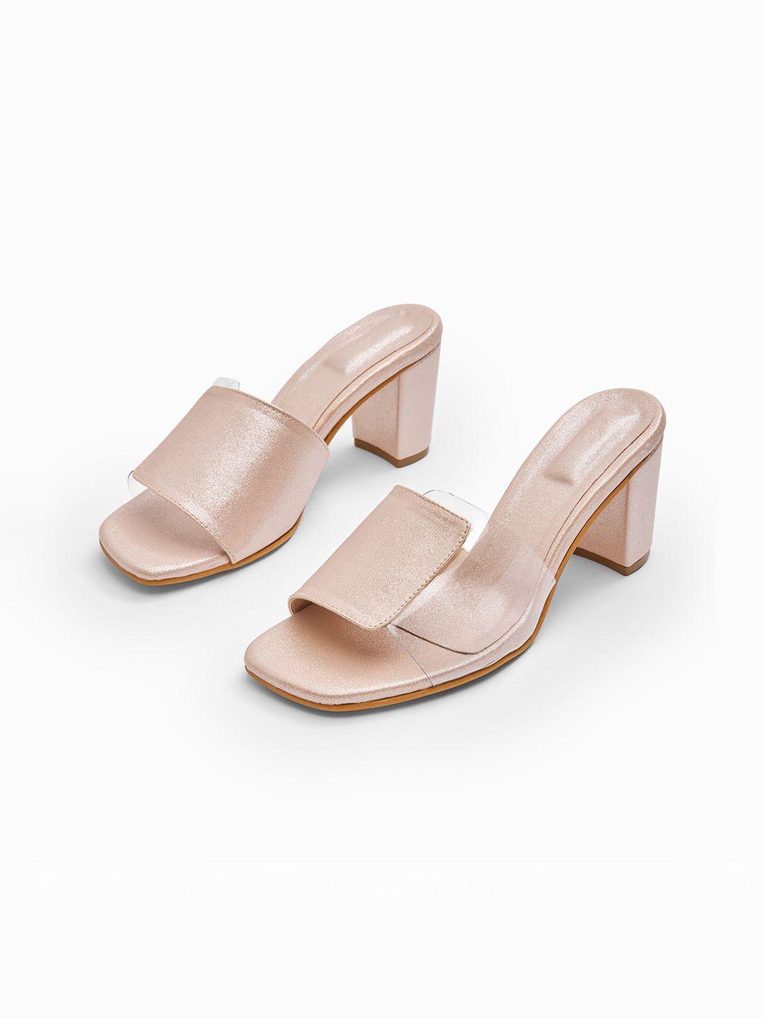 the label life women rose gold toned block heeled sandals