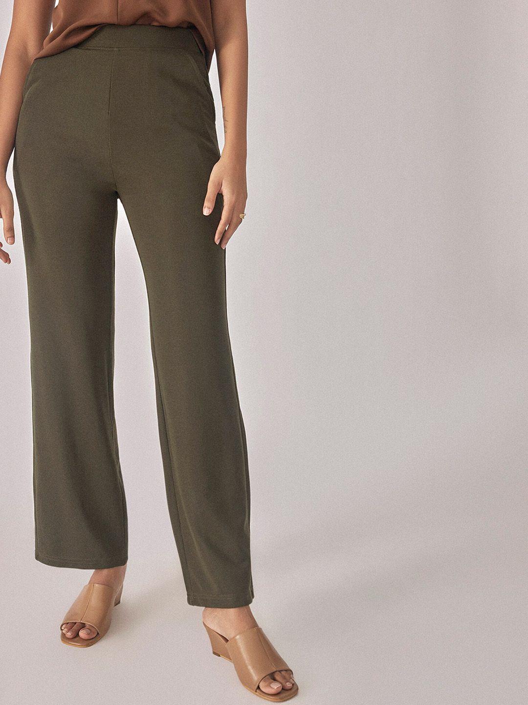 the label life women straight fit high-rise parallel trousers