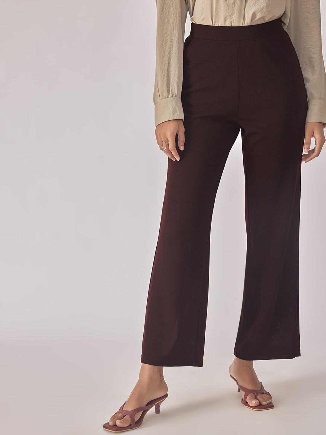 the label life women straight fit high-rise pleated trousers