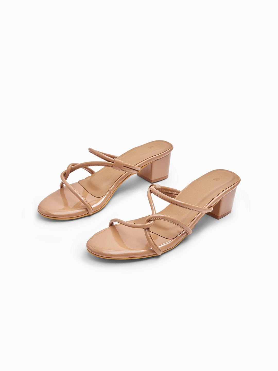 the label life women tan block heeled sandals