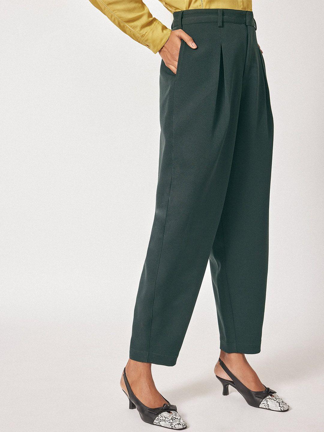 the label life women tapered fit high-rise pleated trousers