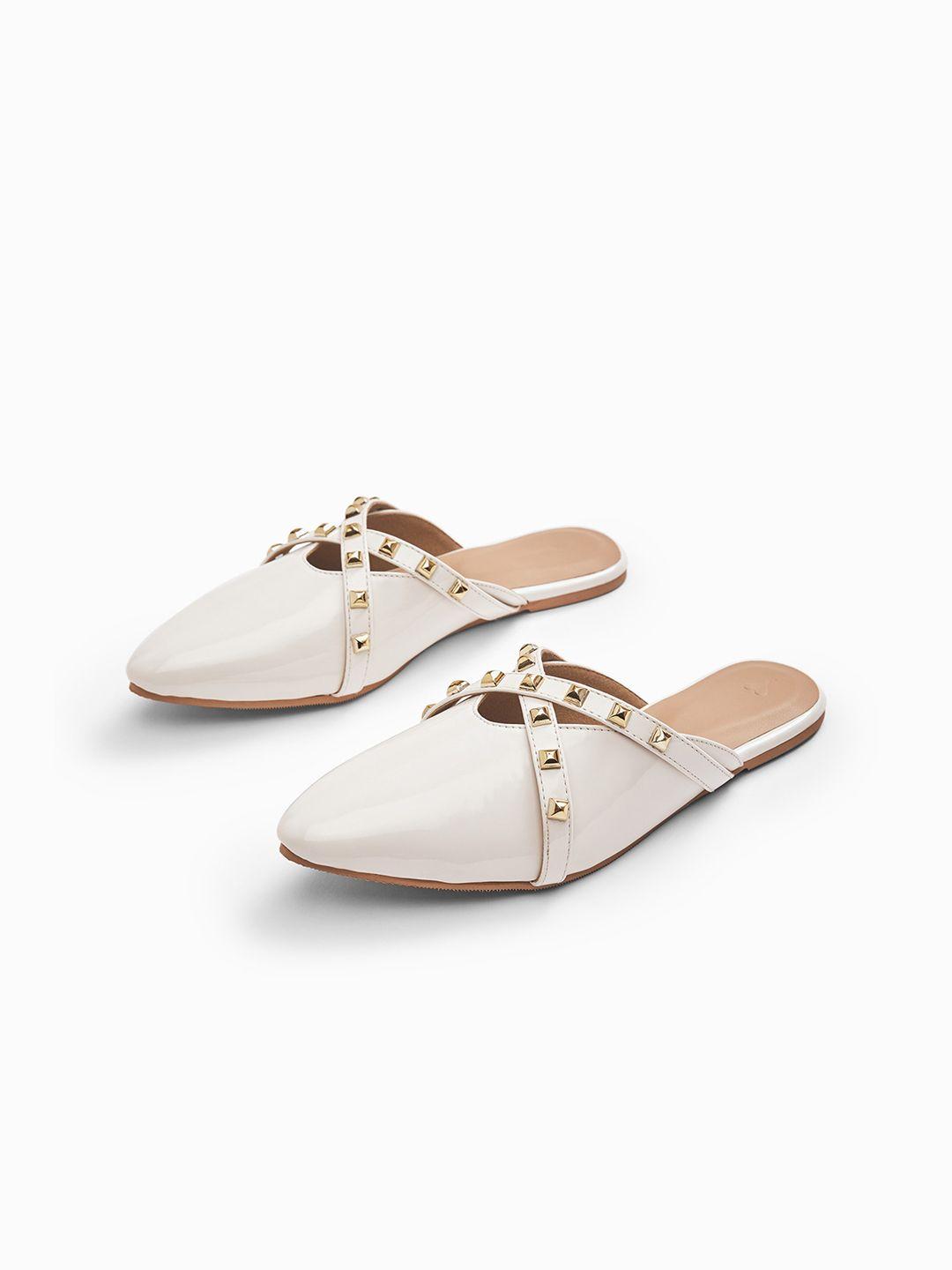 the label life women white mules flats