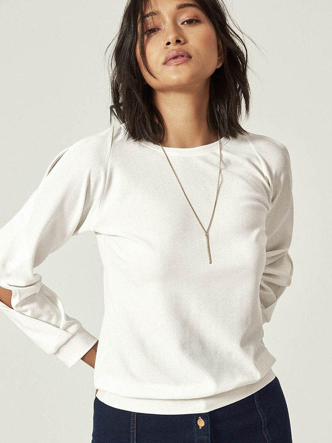 the label life women white textured knit top