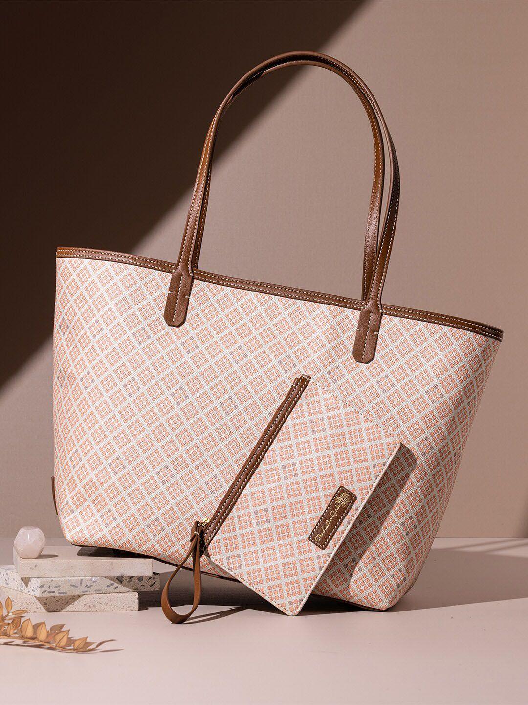 the leather garden geometric printed structured leather shoulder bag