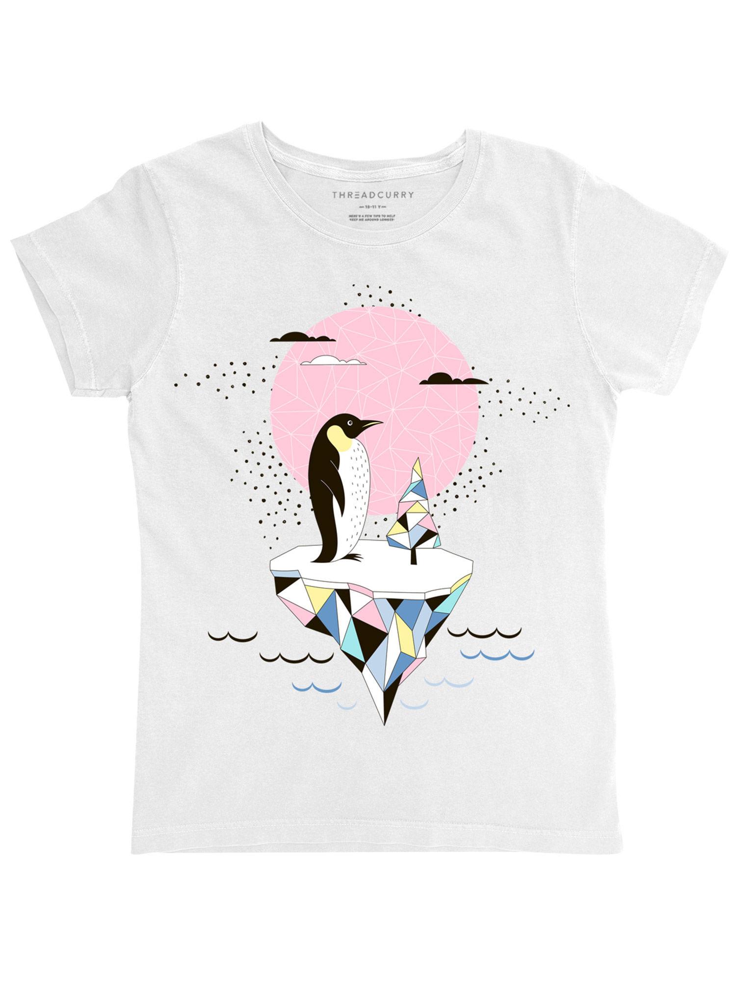the lost penguin girls graphic printed t-shirt - white