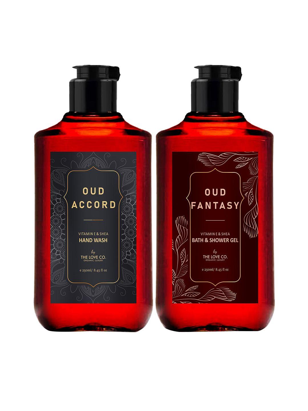 the love co. oud accord + oud fantasy body wash - 250ml each