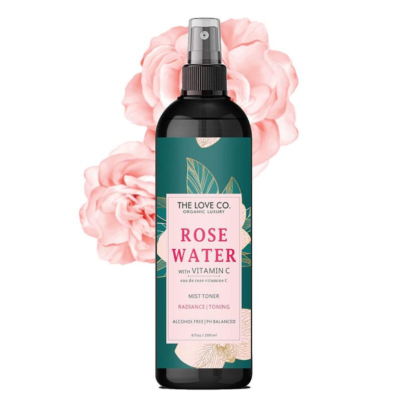 the love co. rose water spray for face with vitamin c toner for glowing skin face mist