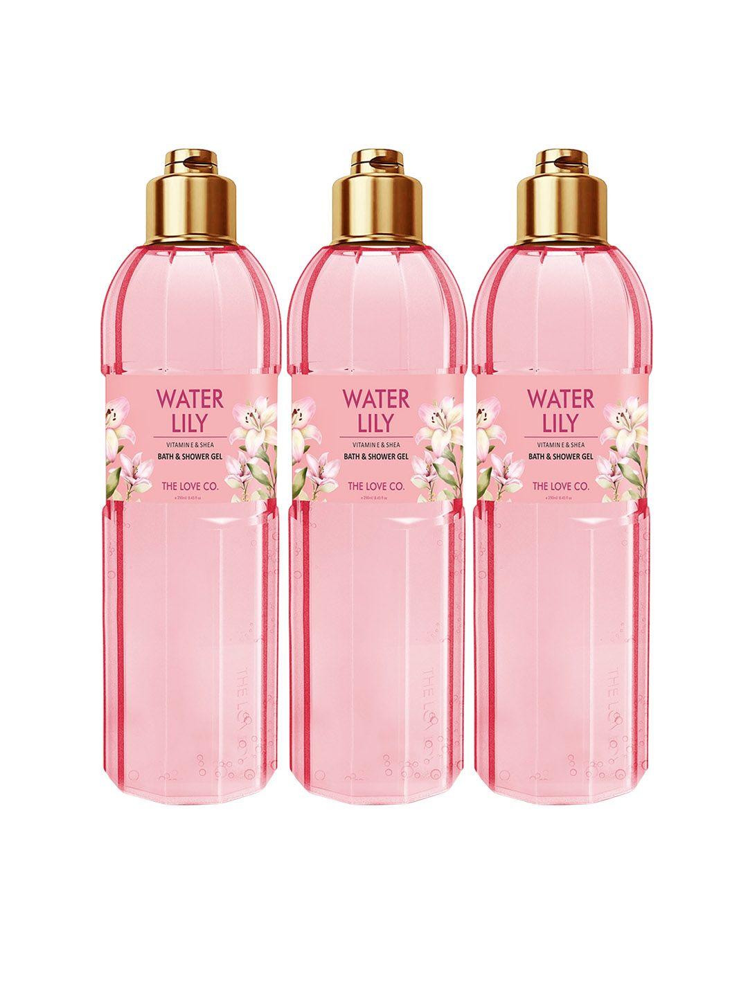 the love co. set of 3 water lily vitamin e & shea bath shower gel 250ml each