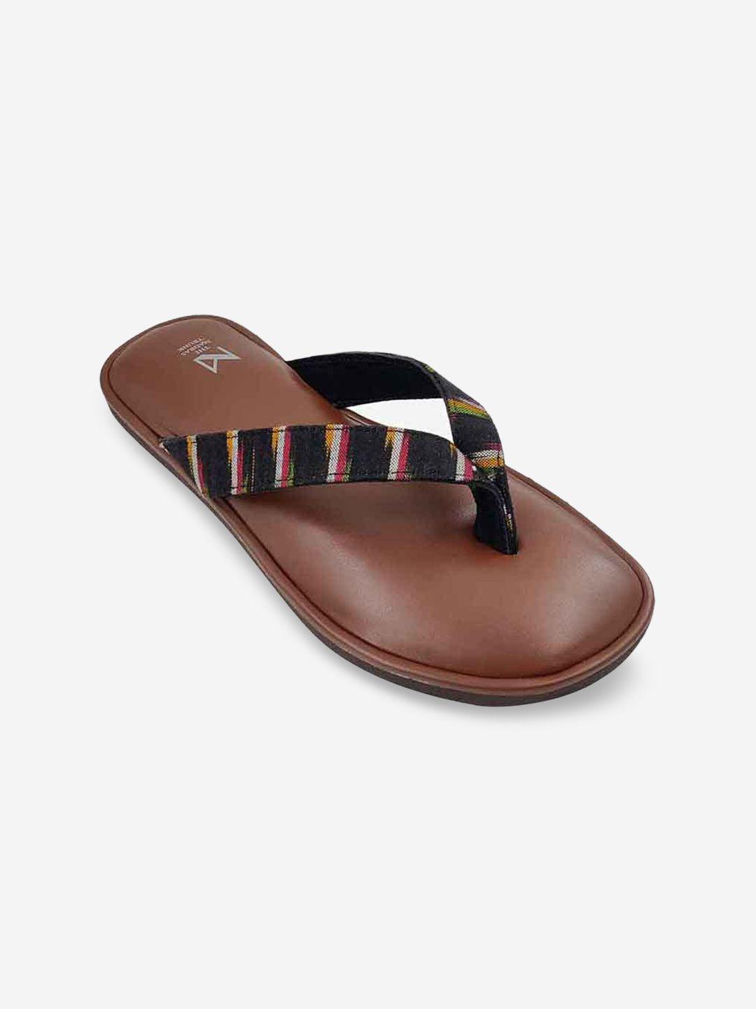 the madras trunk men brown & black woven design open-toe flats