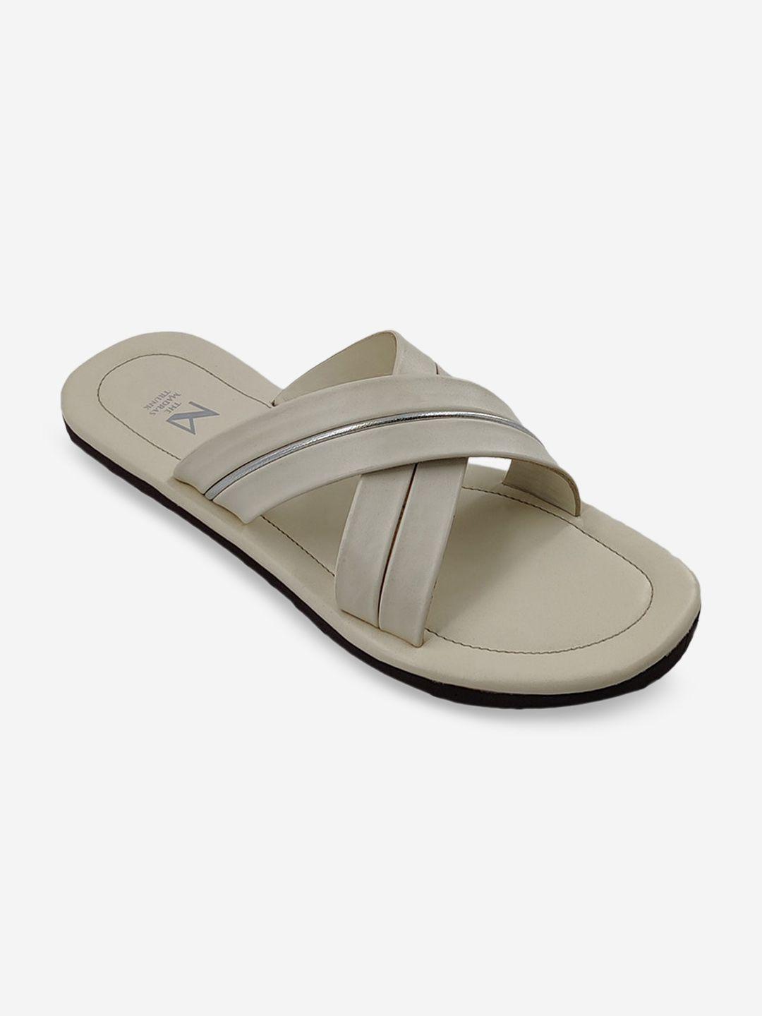 the madras trunk men white solid comfort sandals