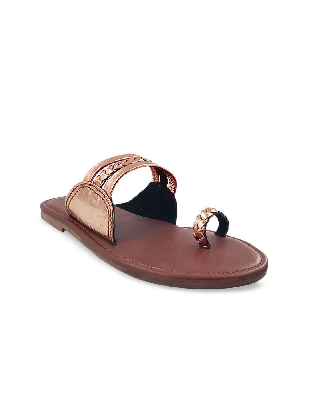 the madras trunk women rose gold embellished leather one toe flats