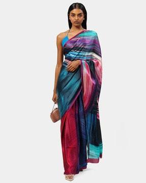 the magenta georgette satin printed beach club saree