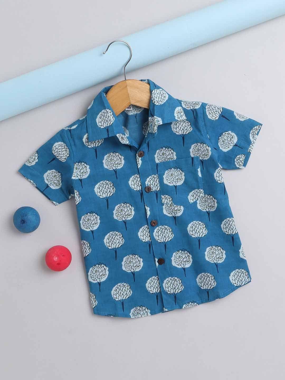 the magic wand boys blue opaque printed casual shirt