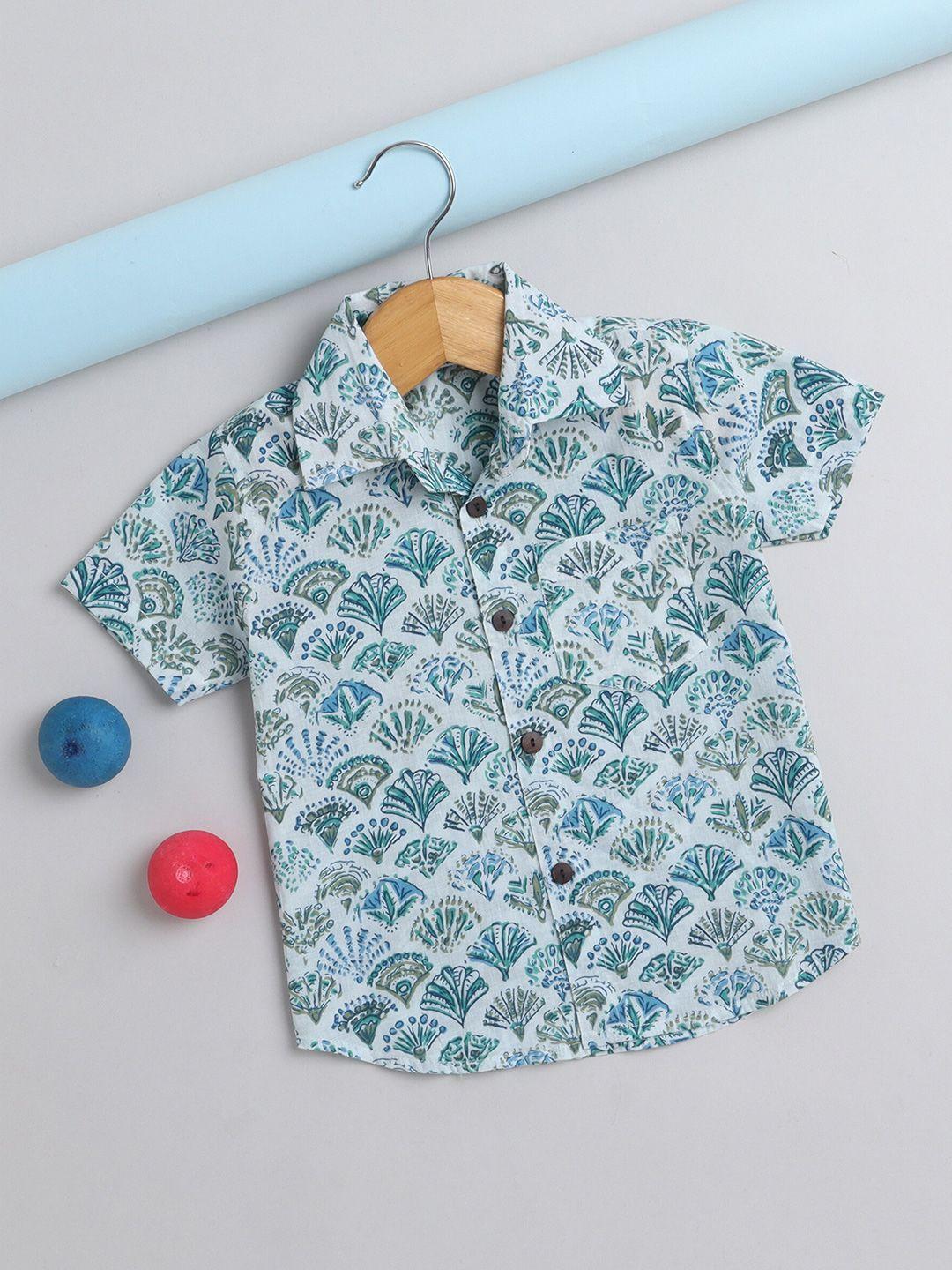 the magic wand boys floral printed casual pure cotton shirt