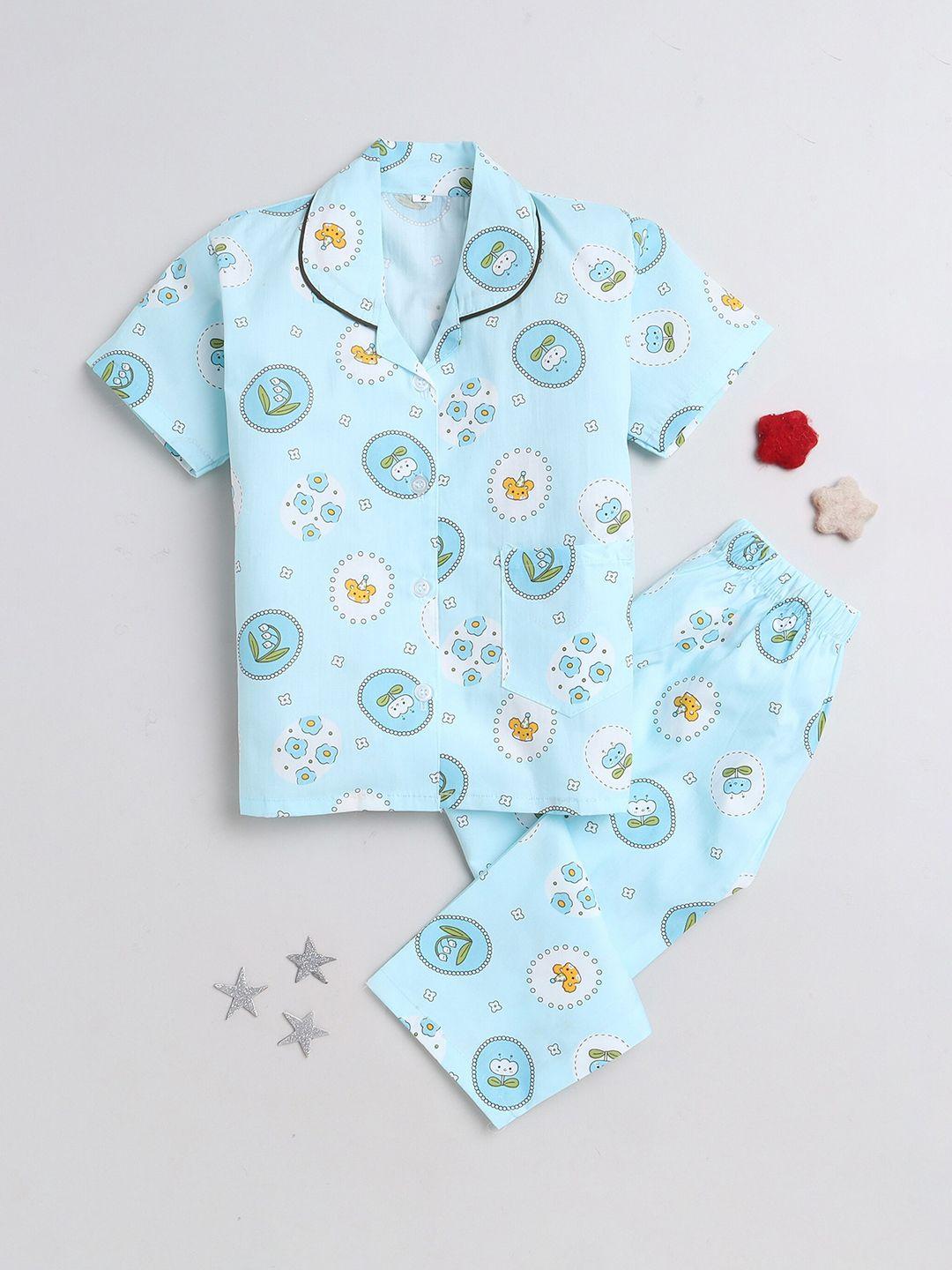 the magic wand kids conversational printed pure cotton night suit