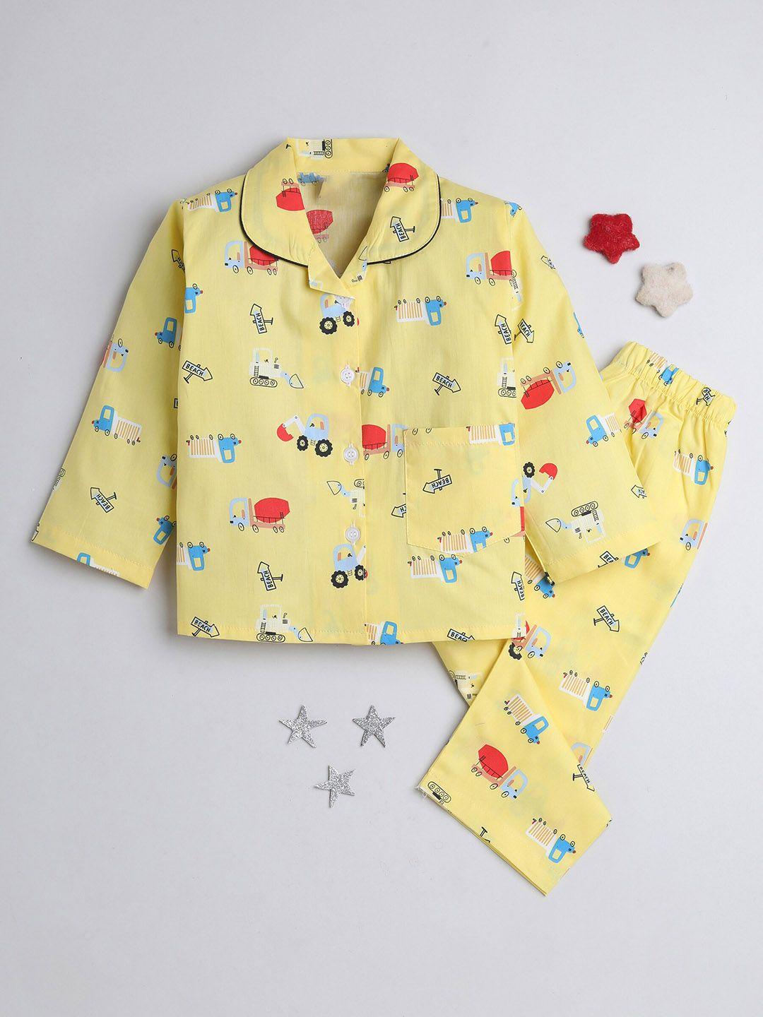 the magic wand kids conversational printed pure cotton night suit