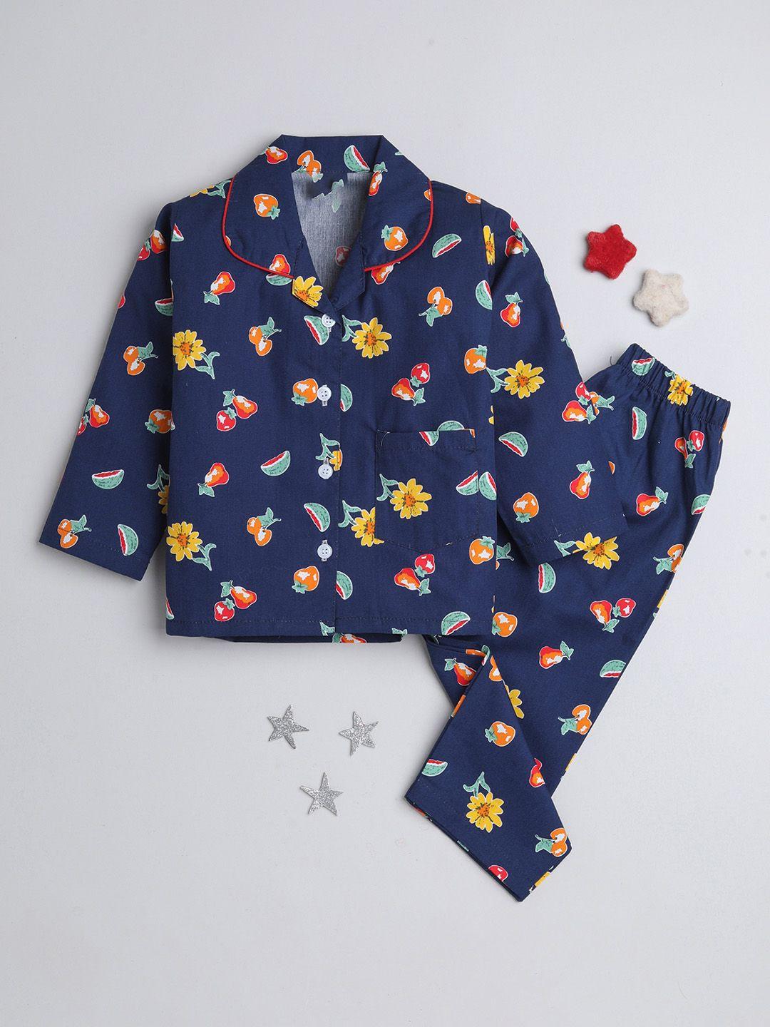 the magic wand kids floral printed pure cotton night suit