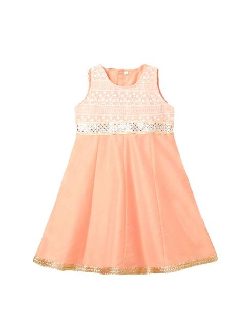 the magic wand kids peach embroidered dress