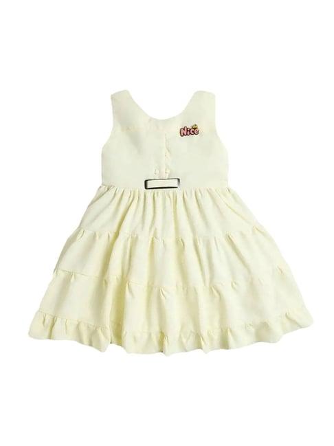the magic wand kids yellow solid dress with brooch