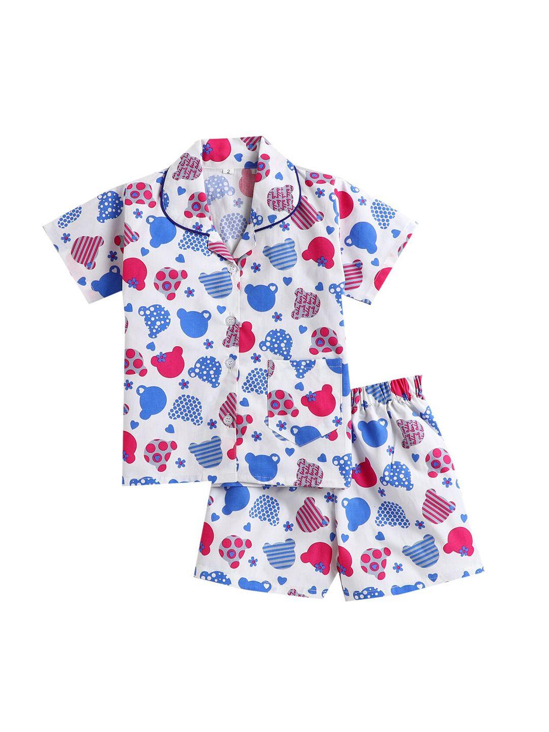the magic wand unisex kids blue & red printed night suit