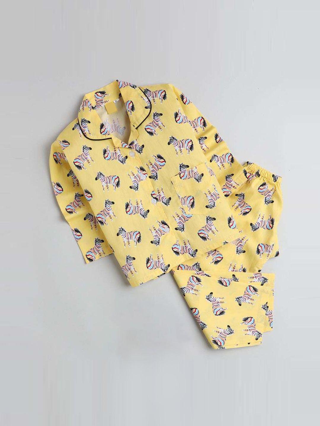 the magic wand unisex kids yellow printed night suit