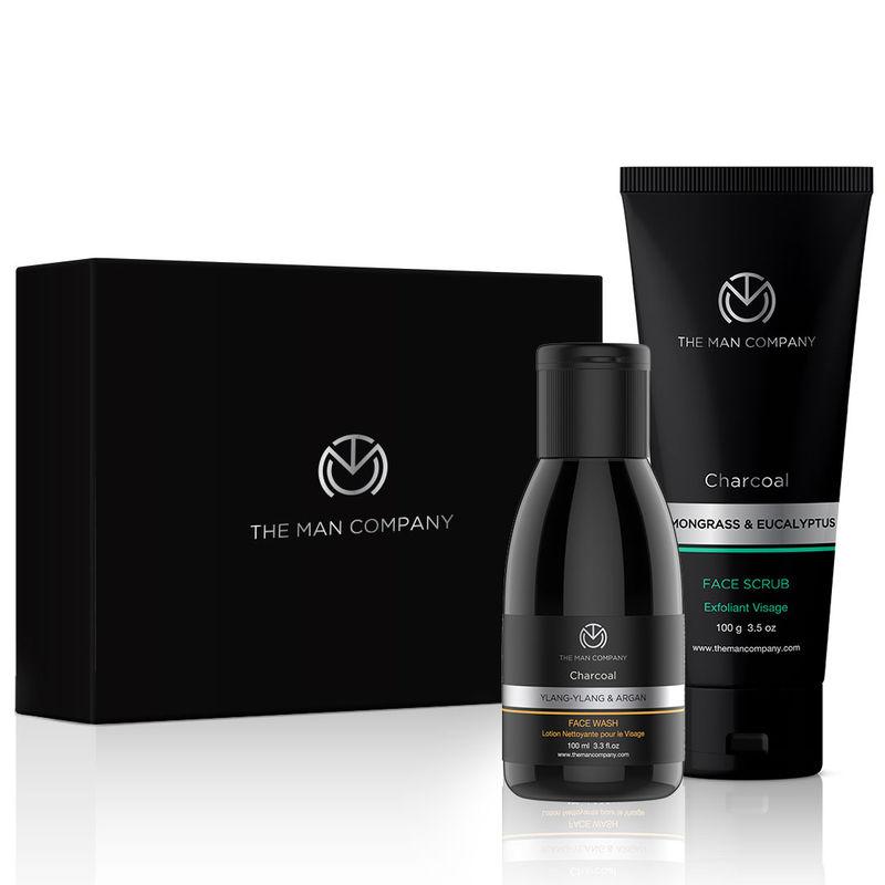 the man company gift set anti pollution combo (charcoal scrub + charcoal face wash)