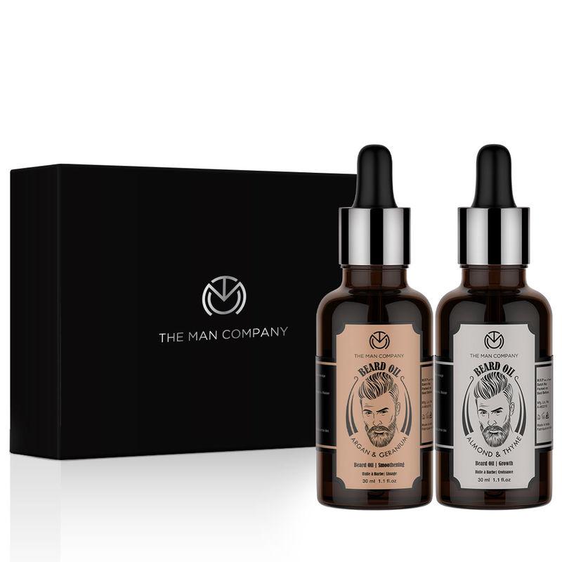 the man company gift set double beard care (almond & thyme and argan & geranium beard oil)