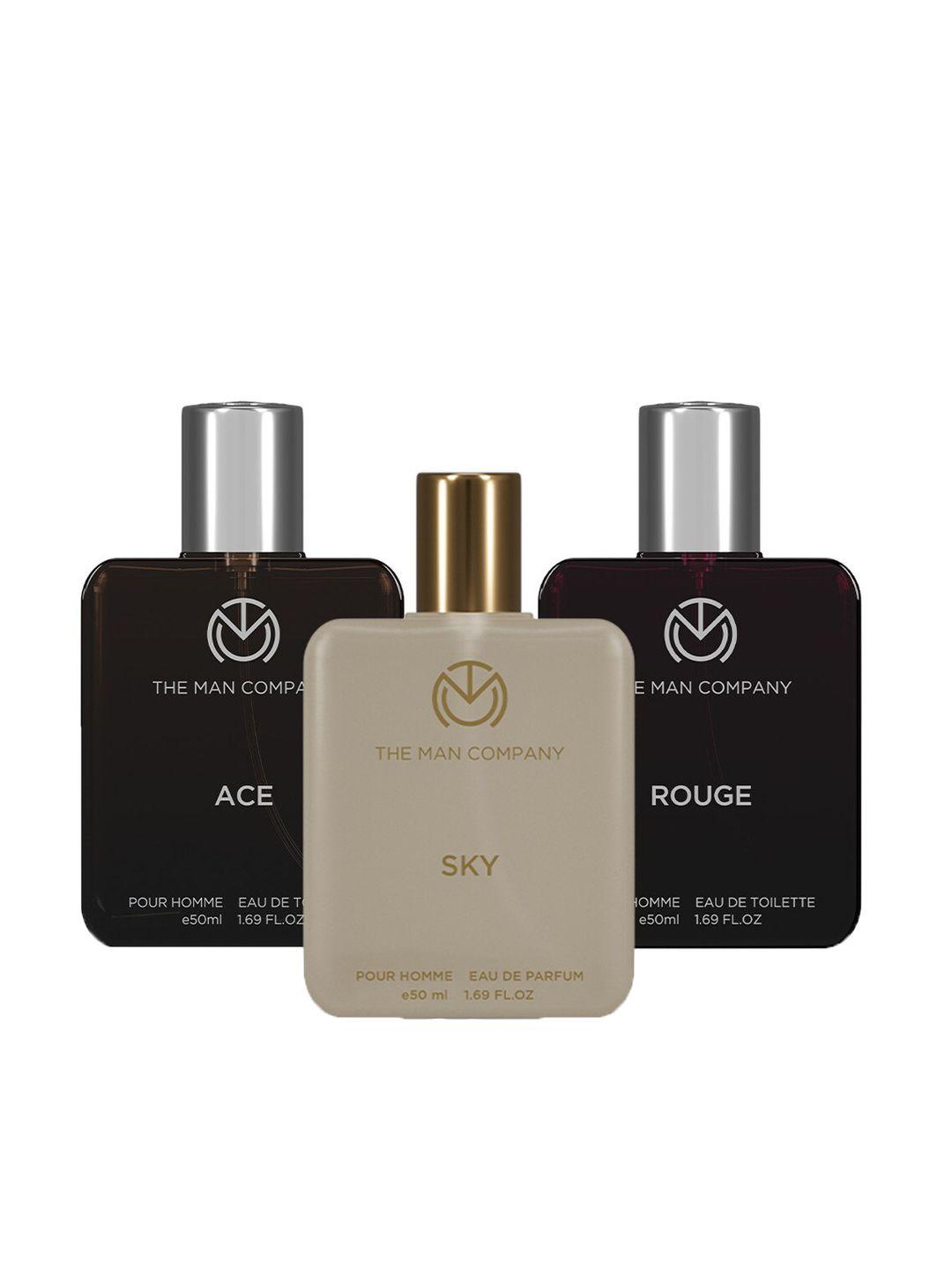 the man company set of 3  luxury perfume edp- sky - ace -rogue - 50ml each