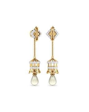 the marea 18 kt yellow gold diamond-studded drop earrings