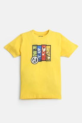 the marvel avengers cotton t-shirt for boys - yellow