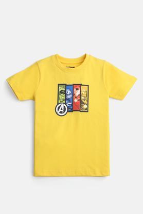 the marvel avengers cotton t-shirt for boys - yellow