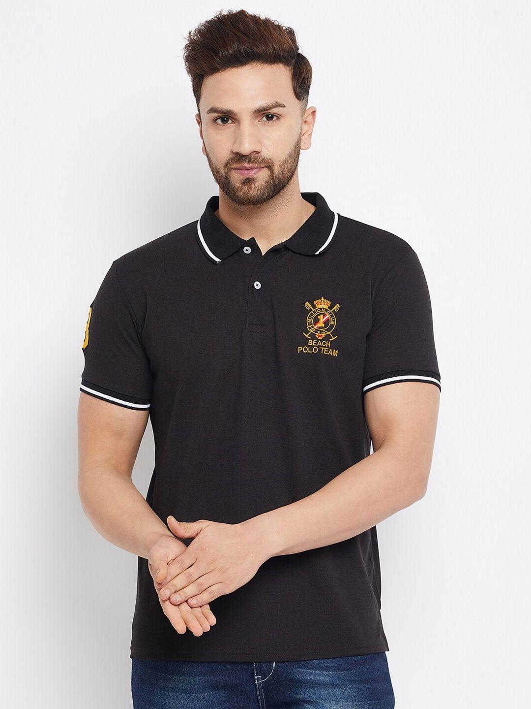 the million club men black polo collar t-shirt