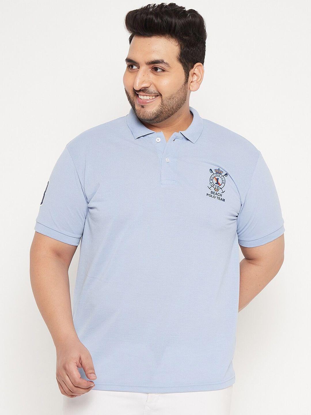 the million club men blue polo collar t-shirt