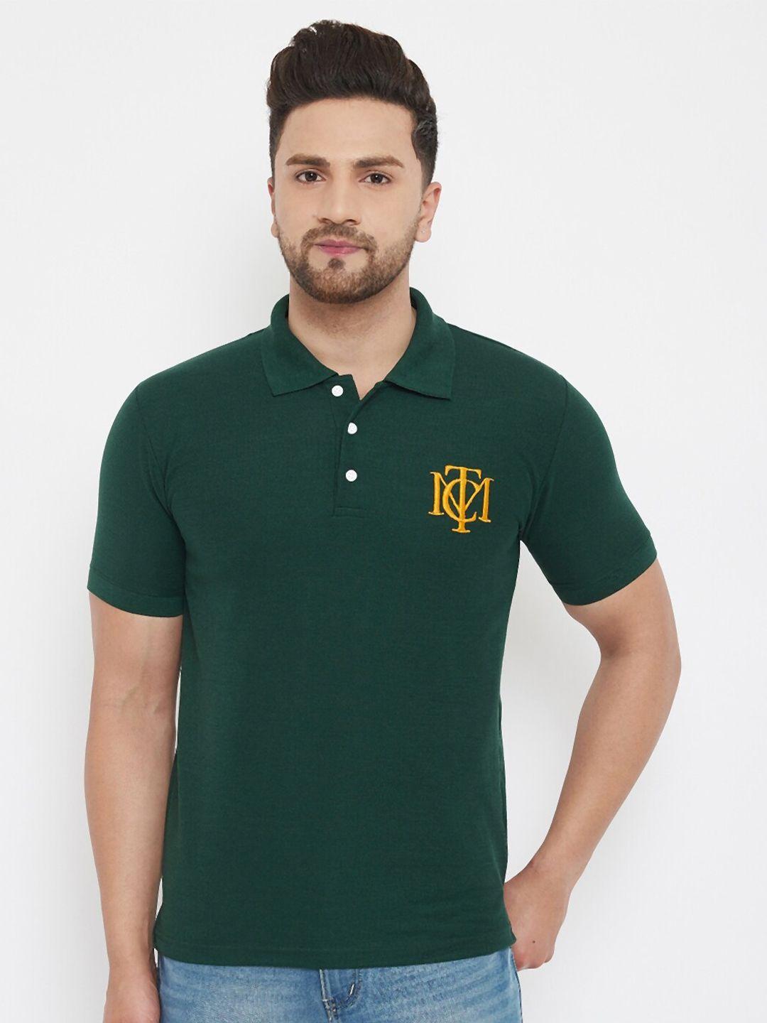 the million club men green brand logo polo collar t-shirt