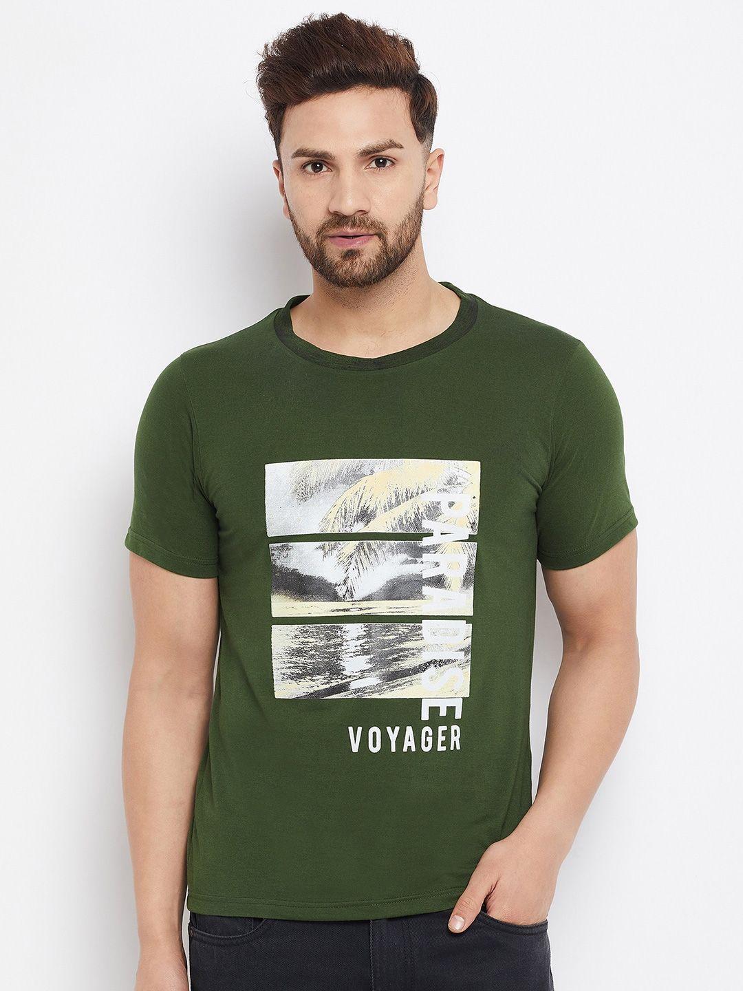 the million club men green printed regular-fit t-shirt