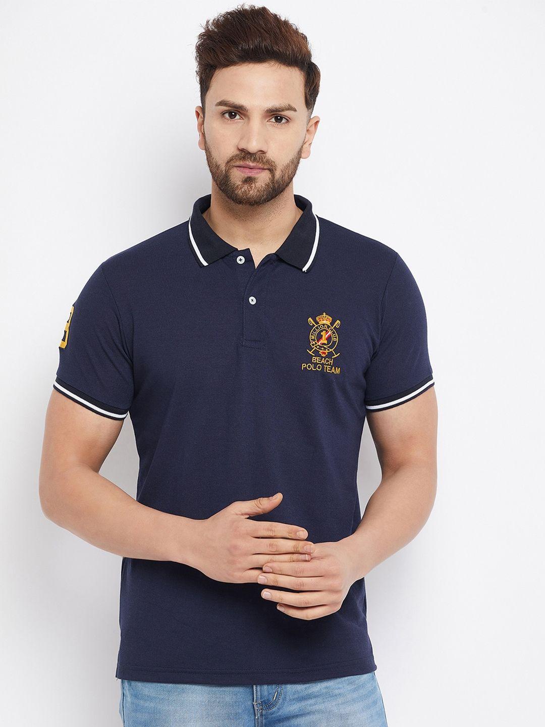 the million club men navy blue polo collar t-shirt