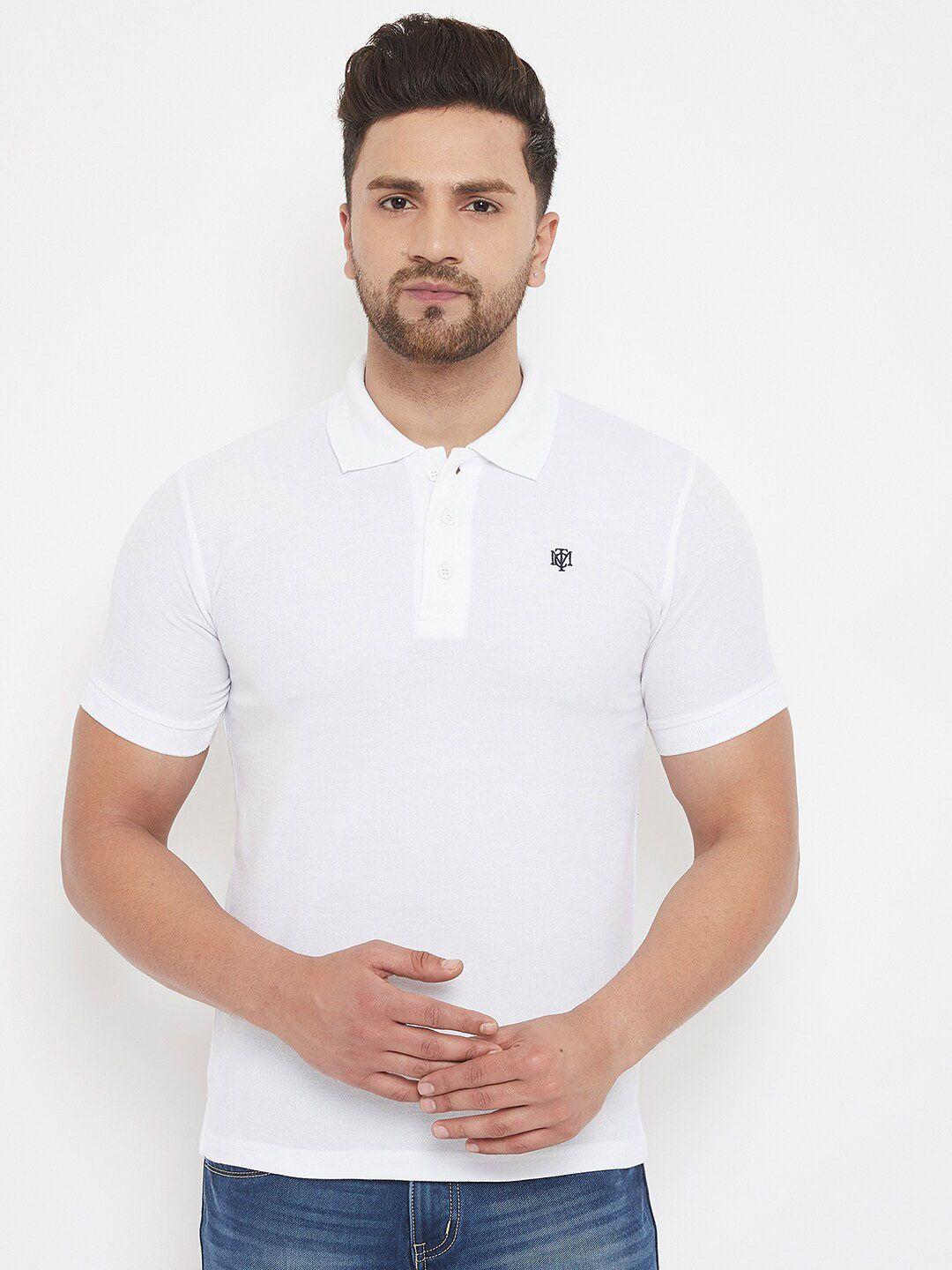 the million club men white polo collar t-shirt