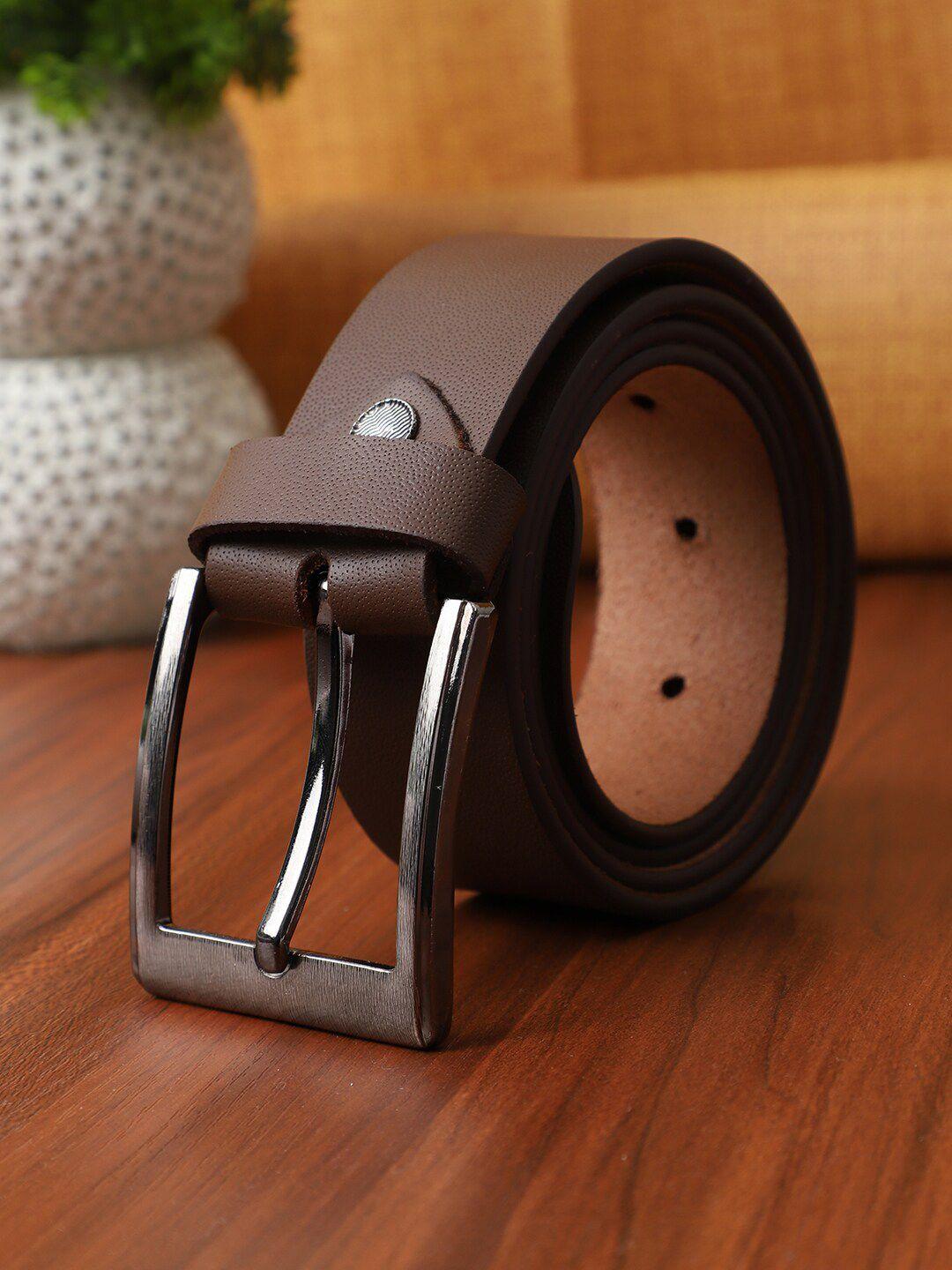 the mini needle men textured leather formal belt