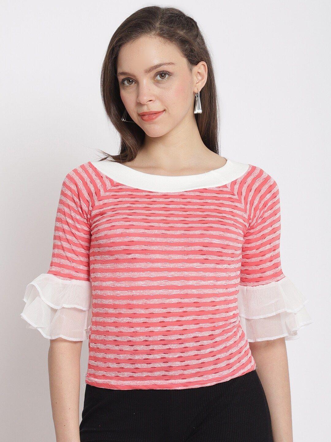 the mini needle peach-coloured striped top