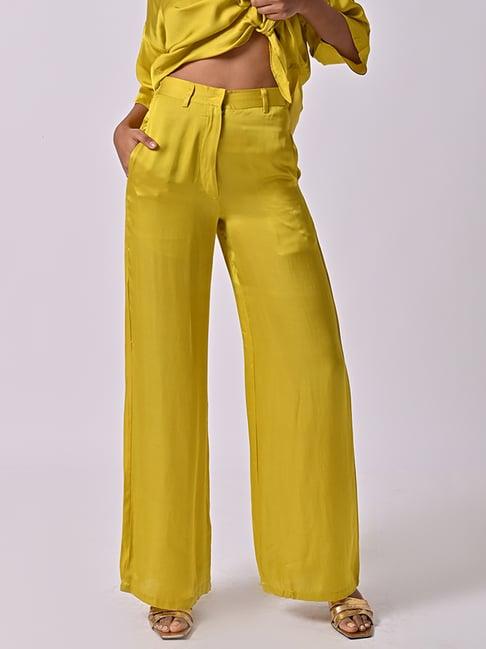 the missy co. yellow mid rise flared pants
