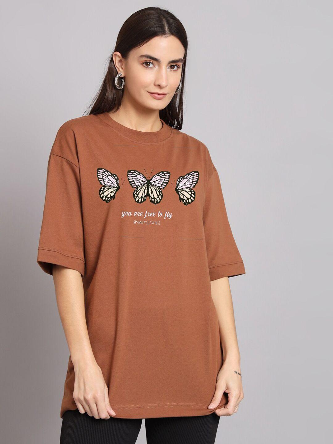 the modern soul women brown typography applique t-shirt