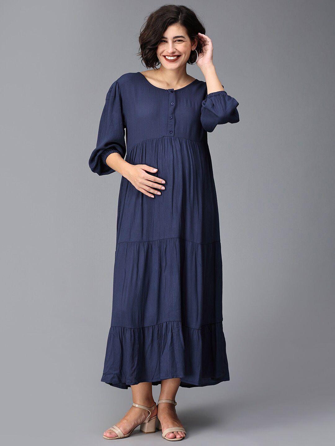 the mom store bell sleeves tiered maxi maternity dress