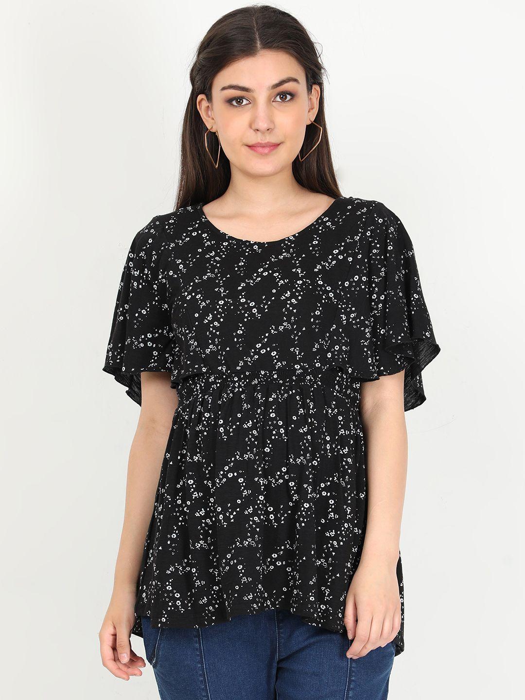 the mom store black floral maternity and nursing top