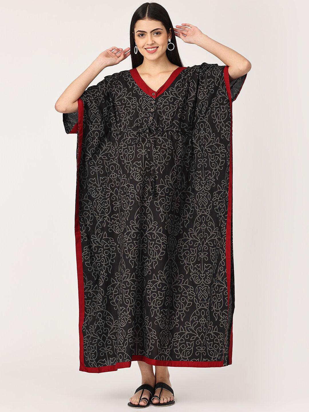 the mom store black printed maternity maxi nightdress