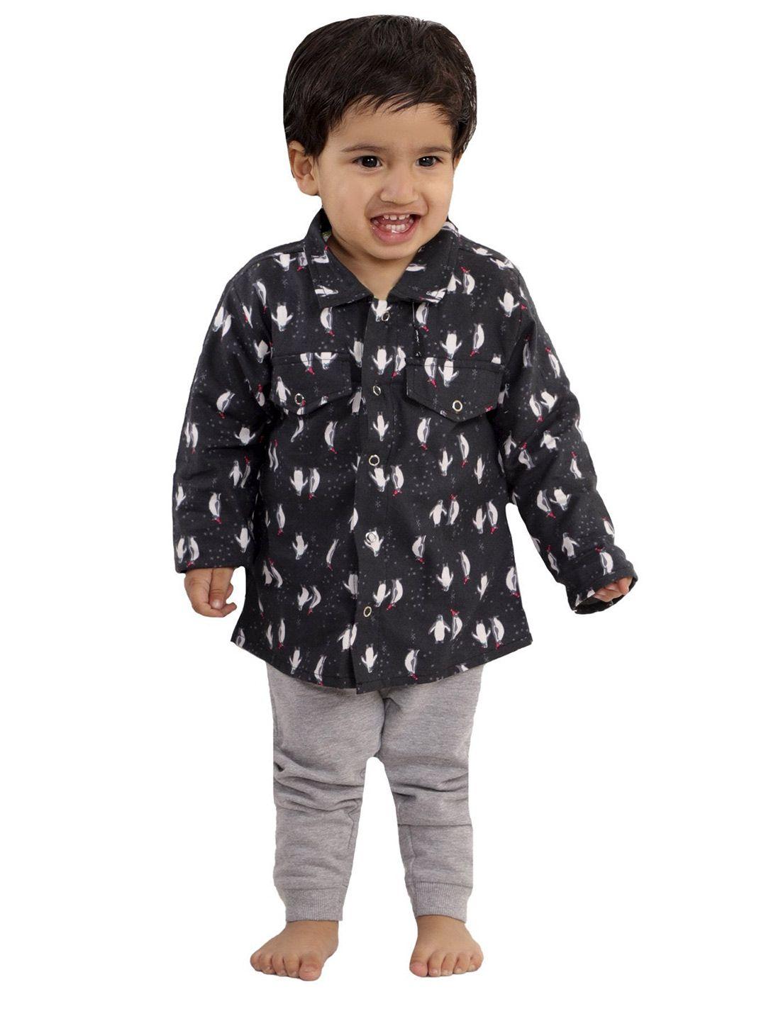 the mom store boys pure cotton printed shirt with pyjamas