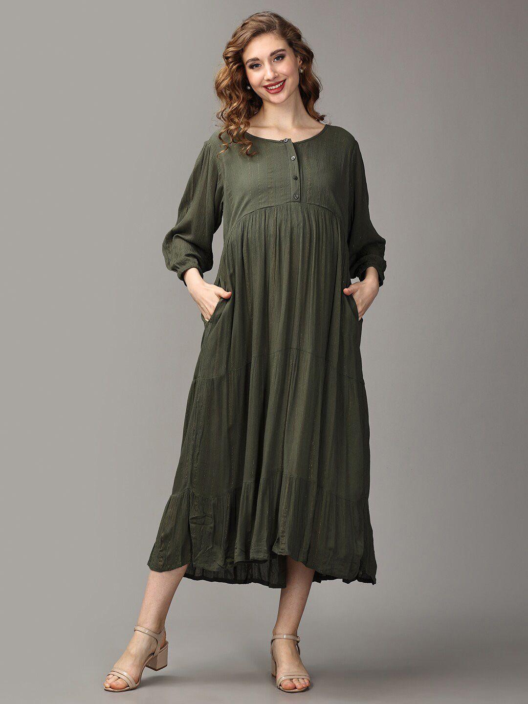 the mom store cotton puff sleeves maternity dress