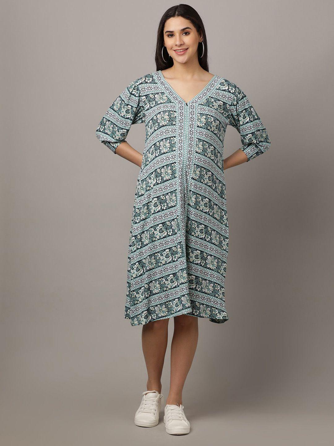 the mom store ethnic motifs printed maternity cotton a-line dress